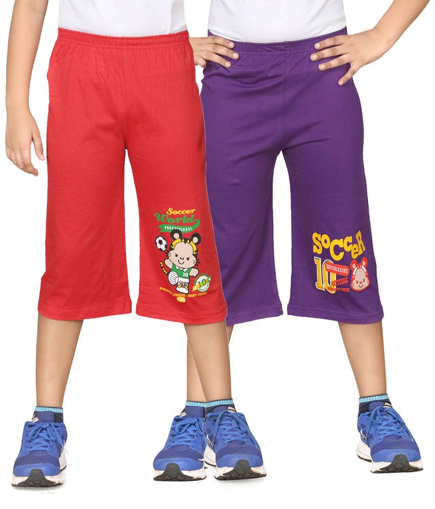     			Dongli Red And Purple Three Forth For Boys