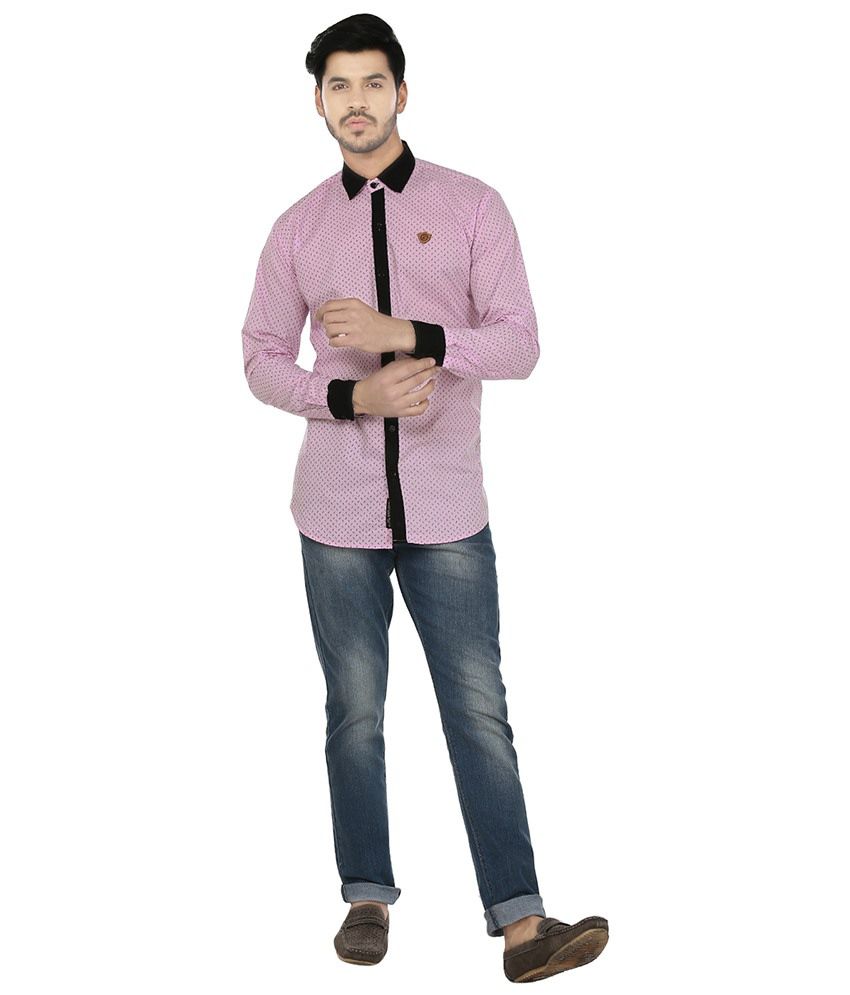 Perky Look Pink Casuals Slim Fit Shirts - Buy Perky Look Pink Casuals ...