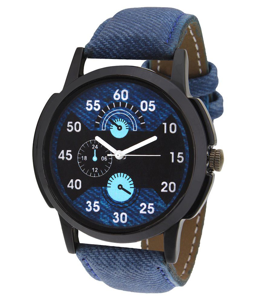 Relish Blue Leather Wrist Watch For Men - Buy Relish Blue ...
