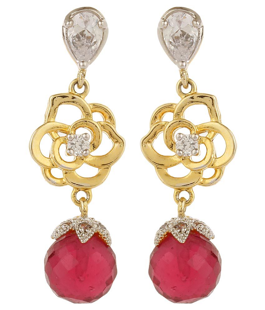 Dilan Jewels Pink & Gold American Diamond Drops - Buy Dilan Jewels Pink ...