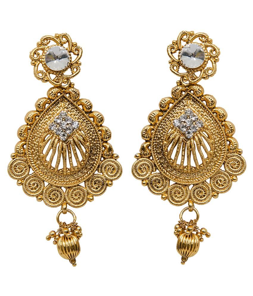 Grand Jewels Golden Alloy Hanging Earrings - Buy Grand Jewels Golden ...