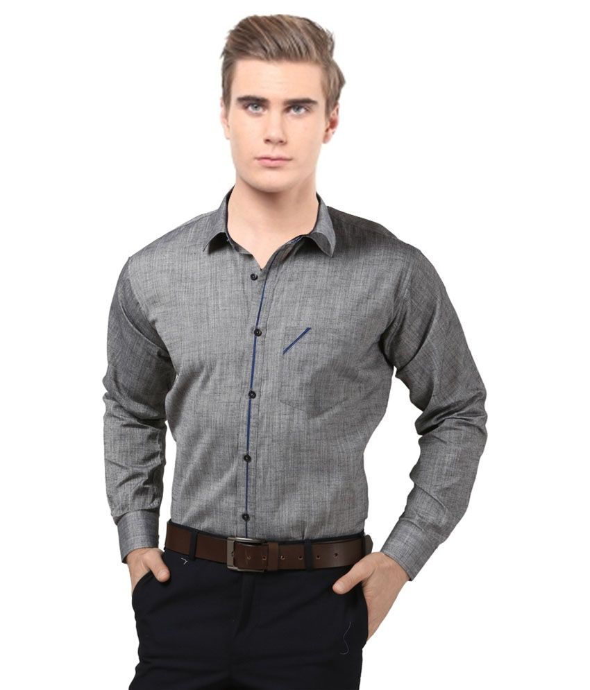 kleren chapell men's grey regular fit formal shirt