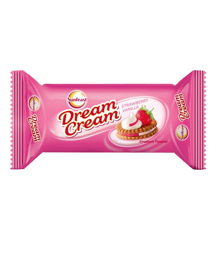 Sunfeast Pack of 12 Strawberry Vanilla Dream Cream Cookies 60 g Each