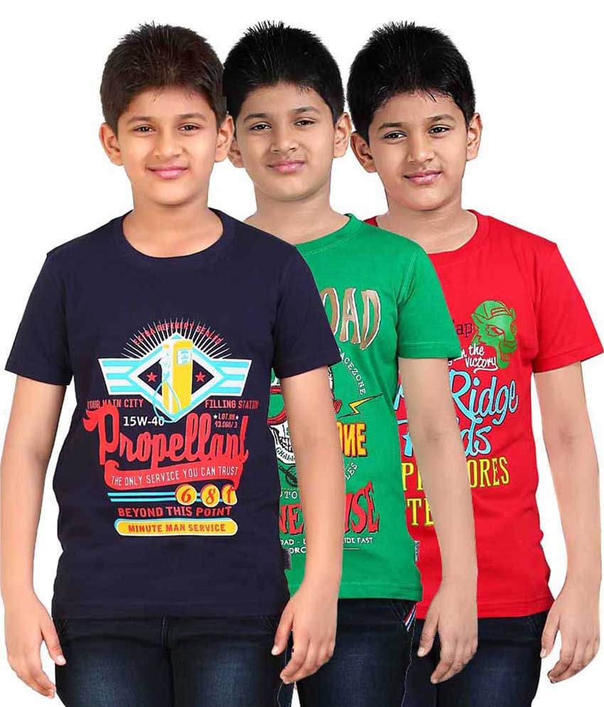     			Dongli Pack of 3 Boys 100% Cotton T-Shirt ( Multi Color )