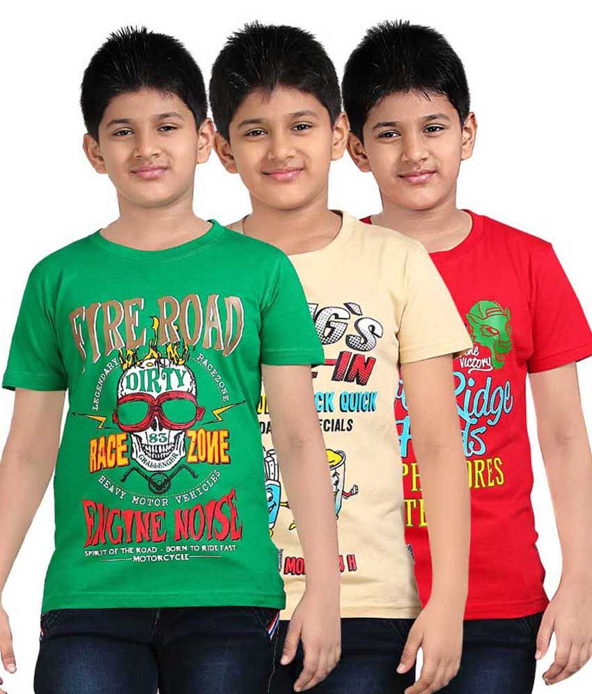 Dongli Multicolor Half Sleeves T-Shirt For Boys - Pack Of 3