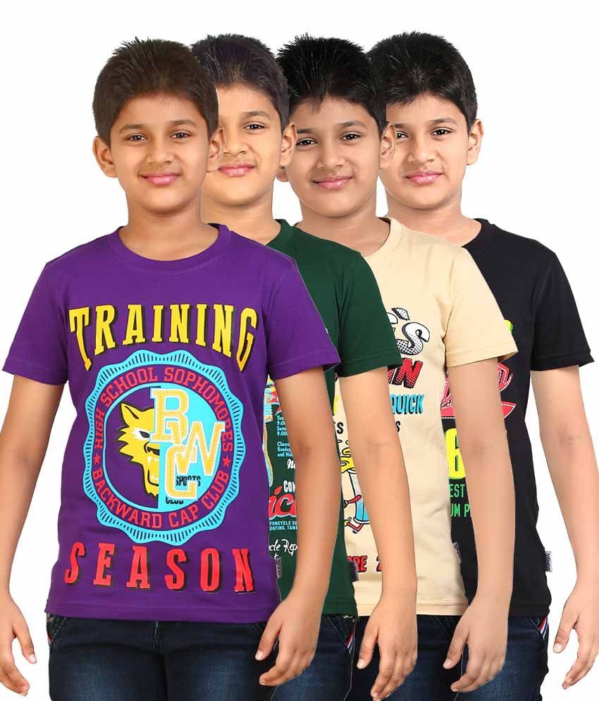     			Dongli Pack of 4 Boys 100% Cotton T-Shirt ( Multi Color )