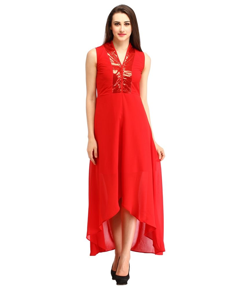 red georgette frock