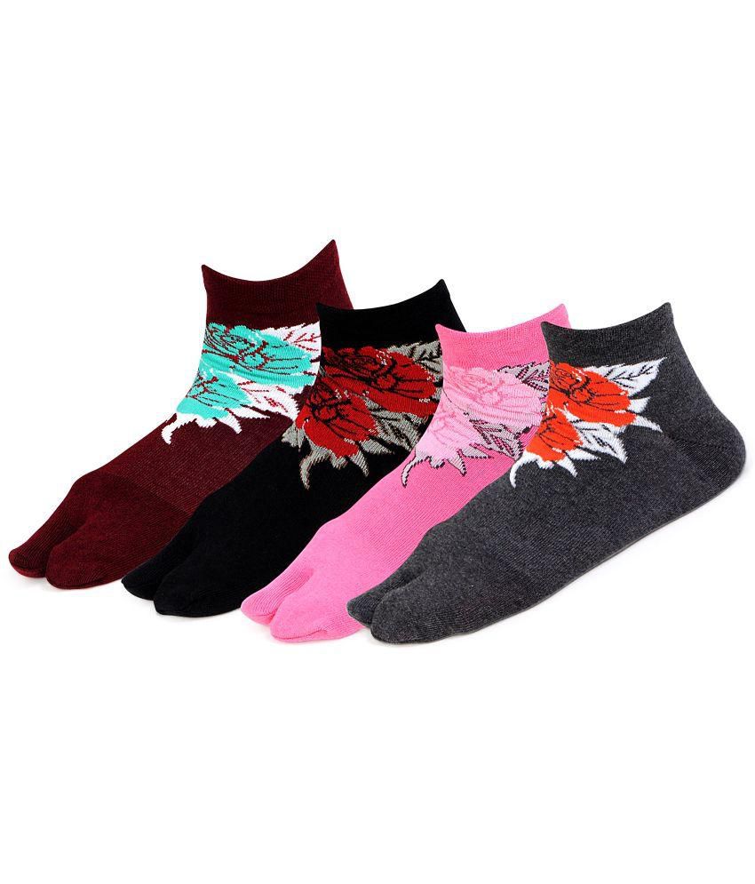     			Bonjour Multicolour Cotton Socks For Women - Pack of 4 