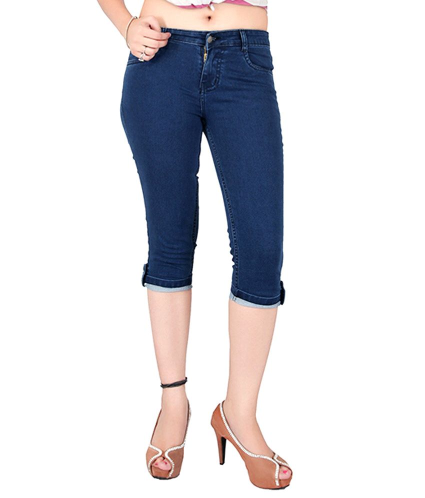 Buy Fck-3 Blue Denim Capris Online at Best Prices in India - Snapdeal