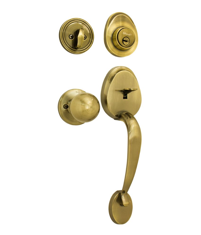 Buy Sheel Antique Brass Mortise Handle Set Online at Low Price in India