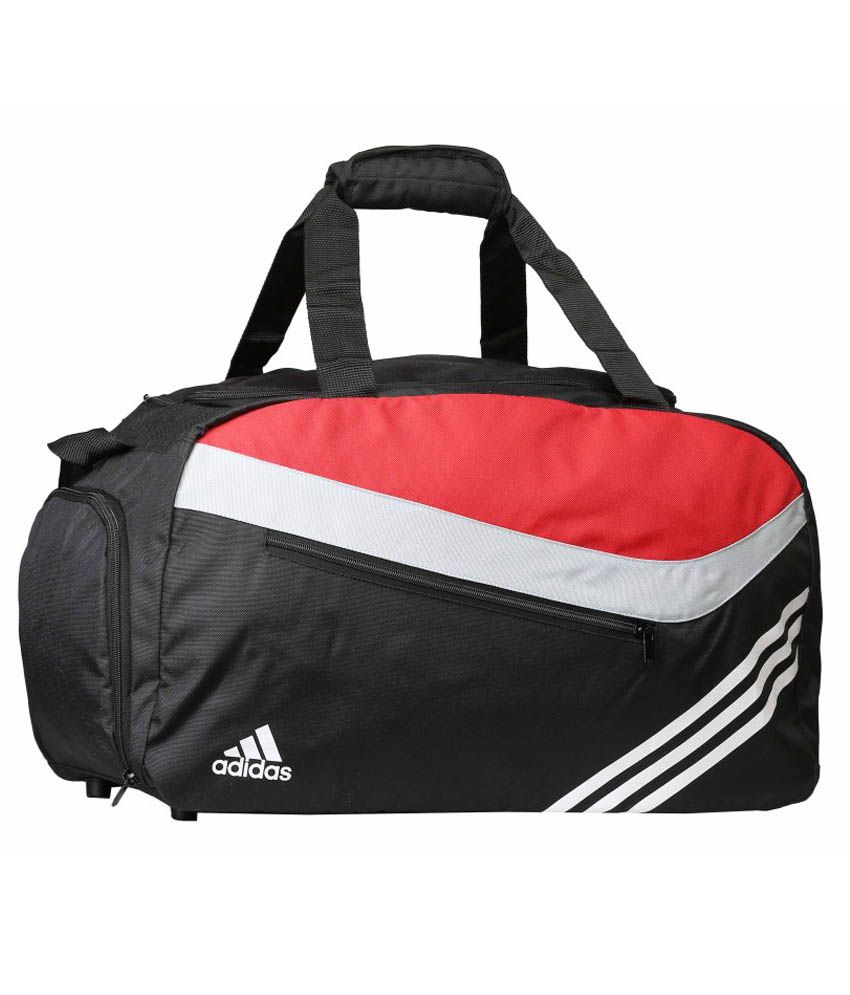 adidas black and red polyester duffle bag
