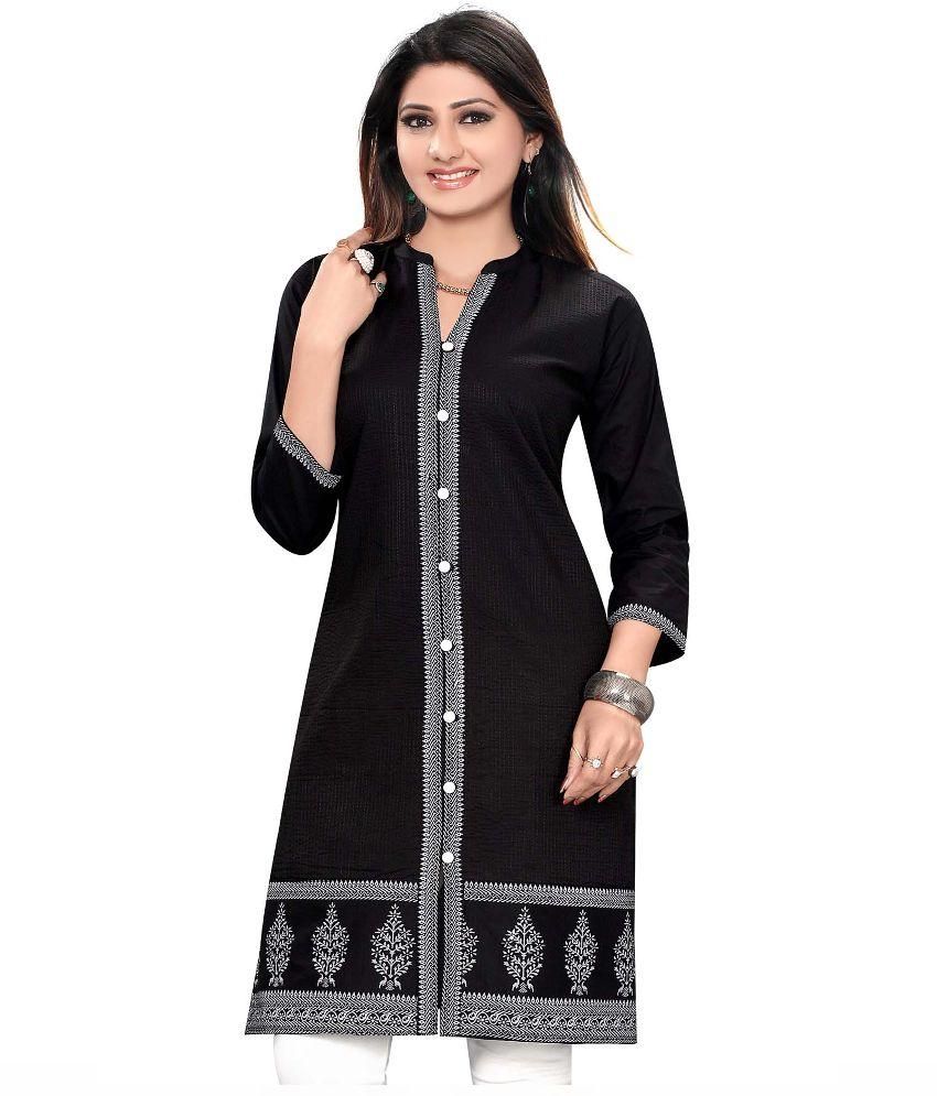 Designer Kurtis Black Cotton A - line Kurti - Buy Designer Kurtis Black ...