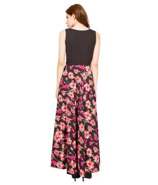 tokyo talkies women black printed maxi dress