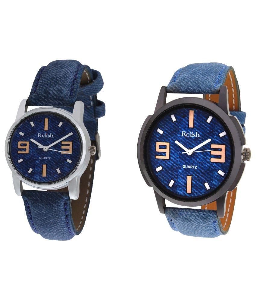 men fashion ex306 blue analog leather strap watch