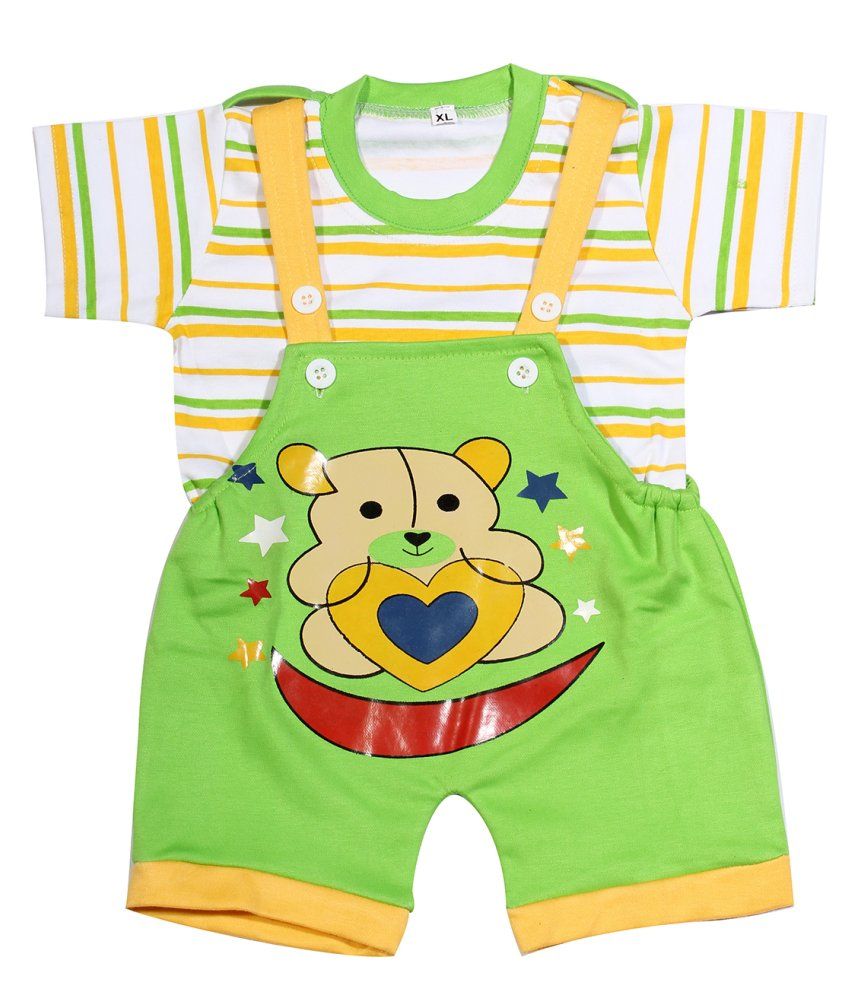     			Babeezworld Multicolour Cotton baby dungaree Set