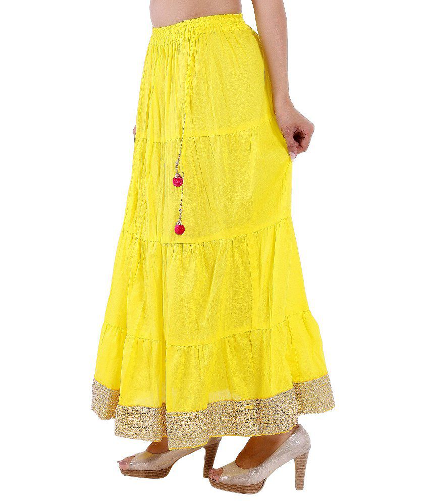 Buy Magnus Yellow Cotton Maxi Skirt Online at Best Prices in India ...