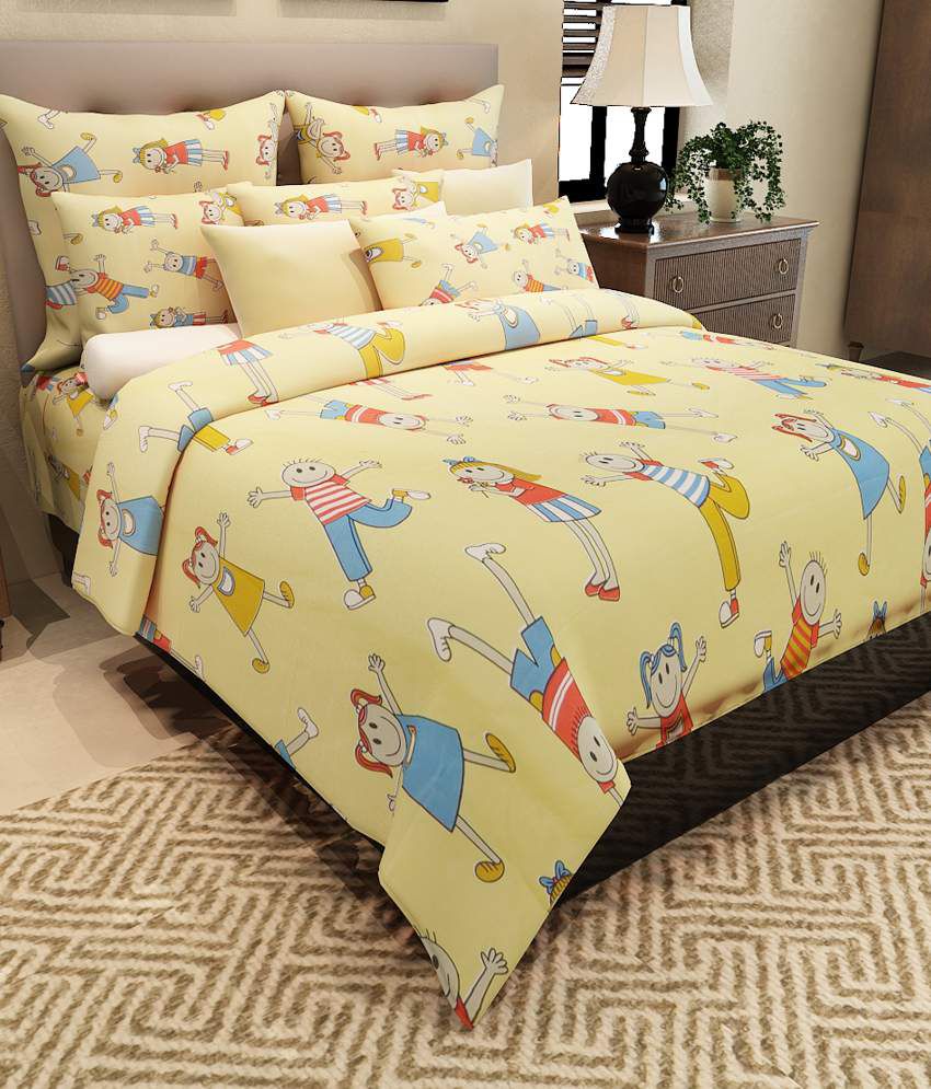     			Home Candy Kids Cotton Double Bed Sheet with 2 Pillow Covers Kids Bedsheet