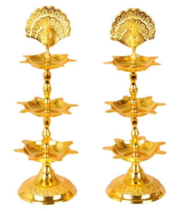 peacock deepam brass