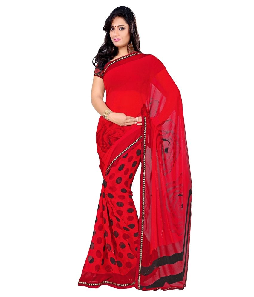 red chiffon sarees online