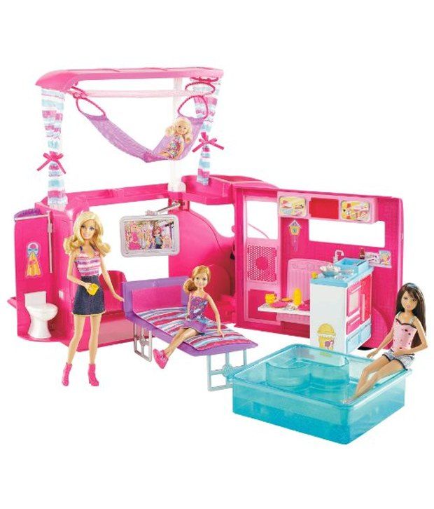 barbie sisters family camper