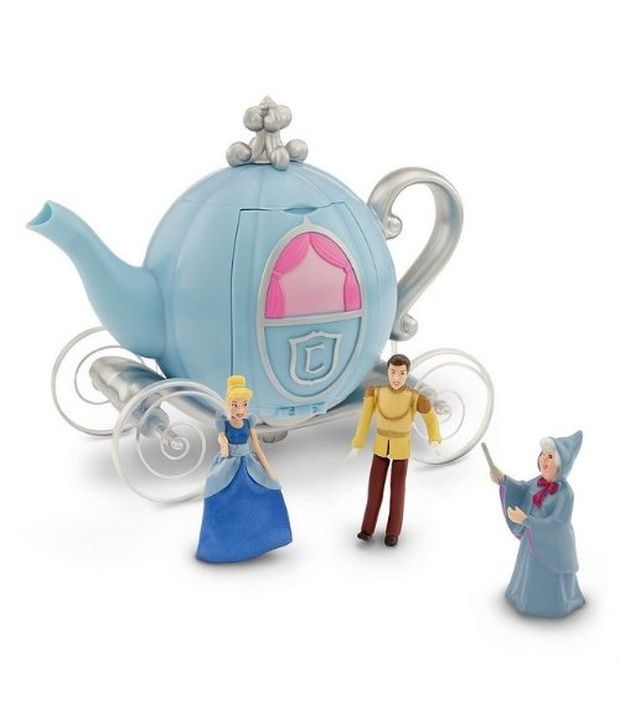 Disney Store Deluxe Cinderella Tea Set Includes Dolls and Carraige