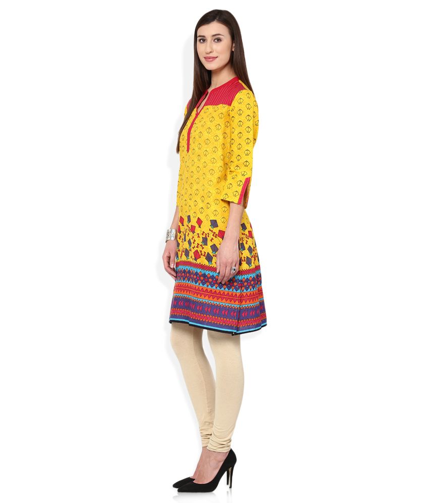Rangmanch By Pantaloons Yellow Printed Kurta Buy Rangmanch By