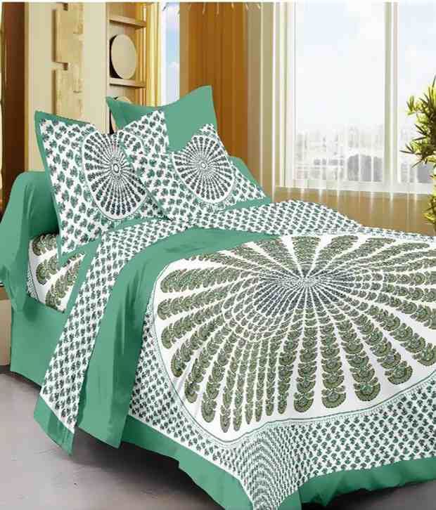     			Uniqchoice Mutlicolour Cotton King Size Bedsheet With 2 Pillow Cover