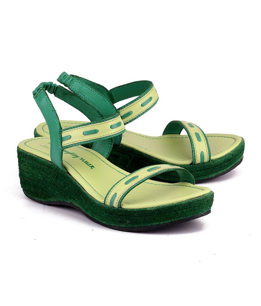 green wedge heel shoes