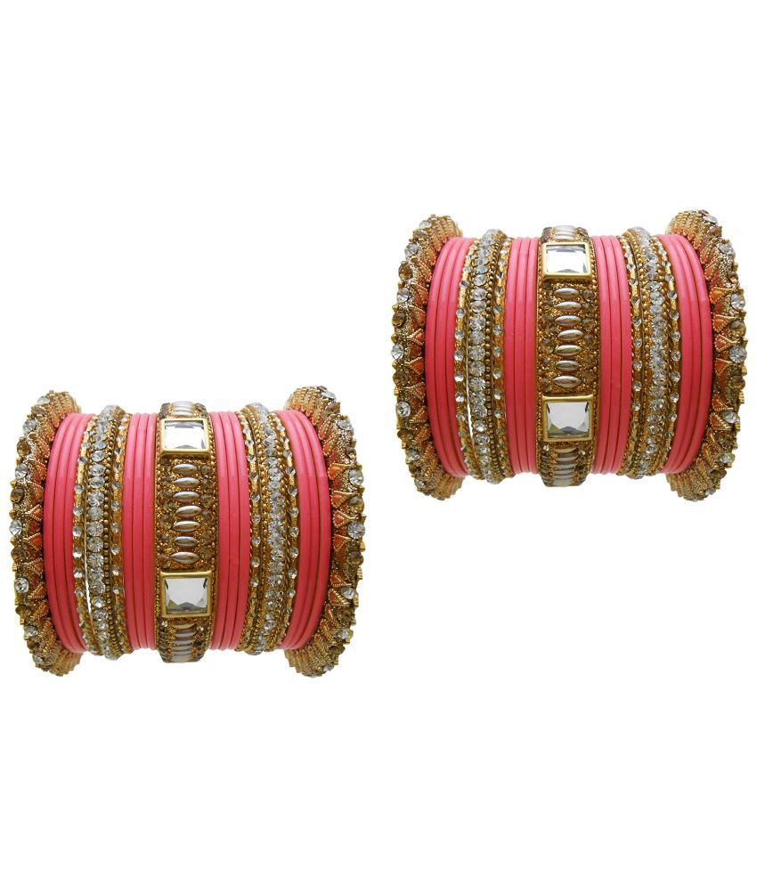 My Design Lac Gold Plating Stones Studded Multi Coloured Bridal Chura