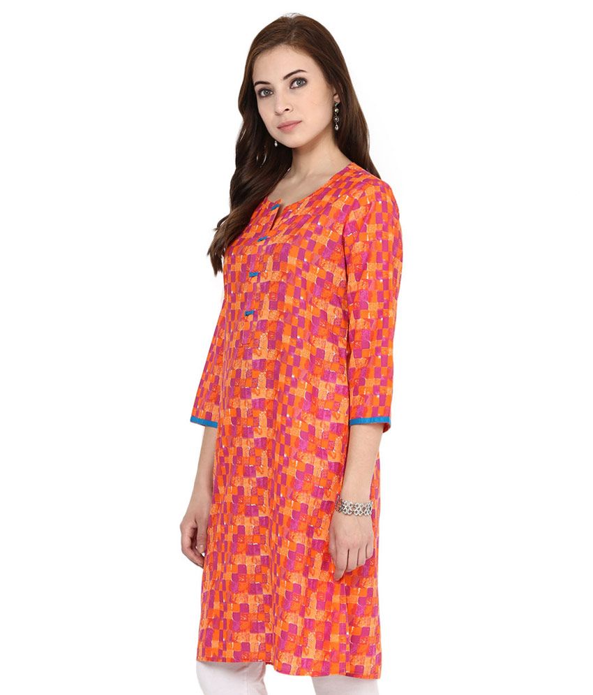 RANGMANCH by Pantaloons Orange Cotton Kurti Buy RANGMANCH by