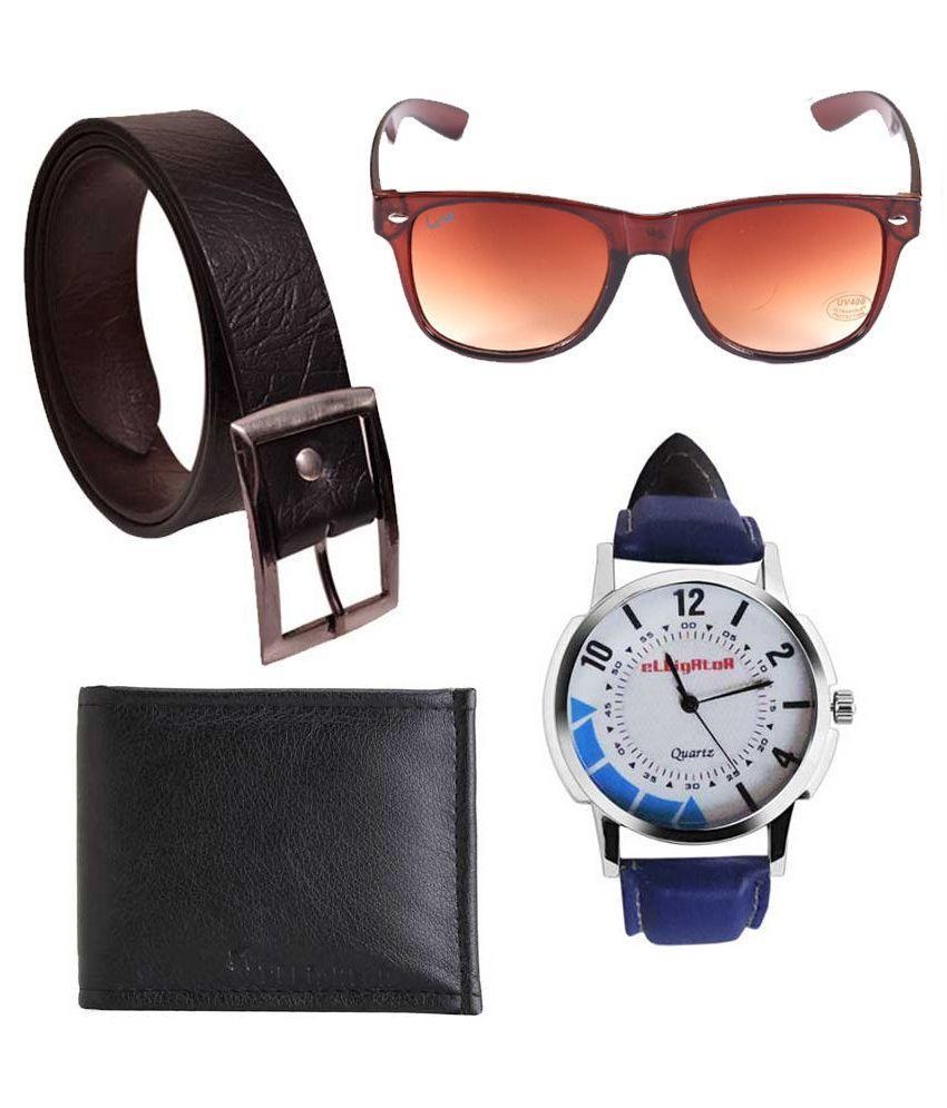 Elligator Combo of Wallet, Belt, Watch and Sunglasses for  