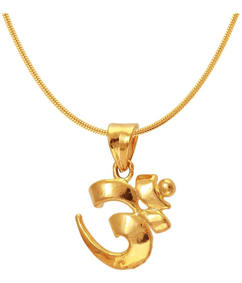 Mahi Alloy 24 kt Gold Plating Crystal Studded Gold Coloured Pendant