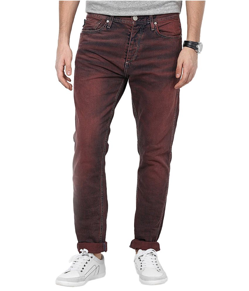 Jack & Jones Maroon Anti Fit Jeans - Buy Jack & Jones Maroon Anti Fit ...