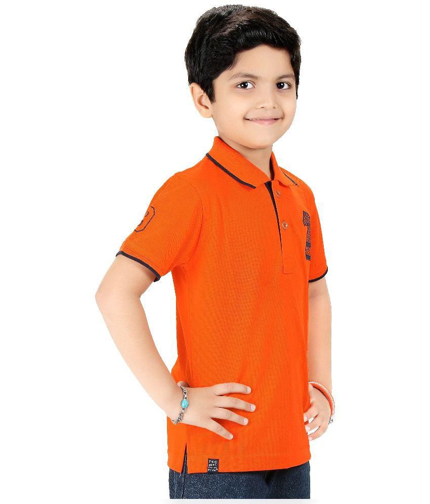 Triki Orange Half Sleeves Polo T-Shirt For Boys - Buy Triki Orange Half ...