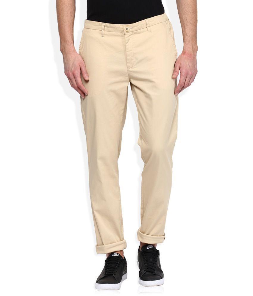 United Colors of Benetton Beige Slim Fit Trousers - Buy United Colors ...