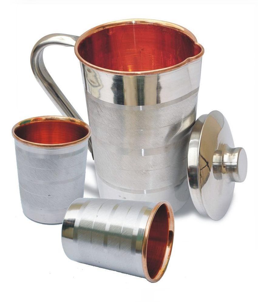 Veda Home amp; Lifestyle VEDA COPPER JUG SET 3 Pcs Jug and Glass Combo