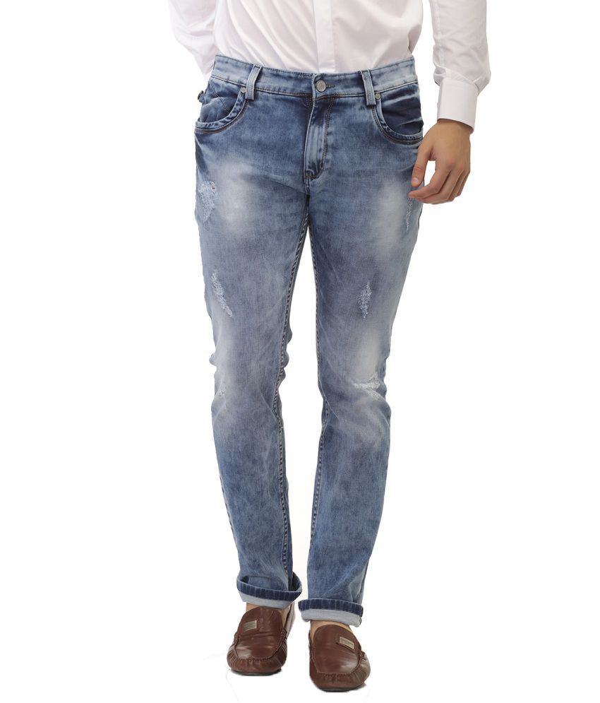 Jogur Blue Regular Fit Distressed Jeans - Buy Jogur Blue Regular Fit ...