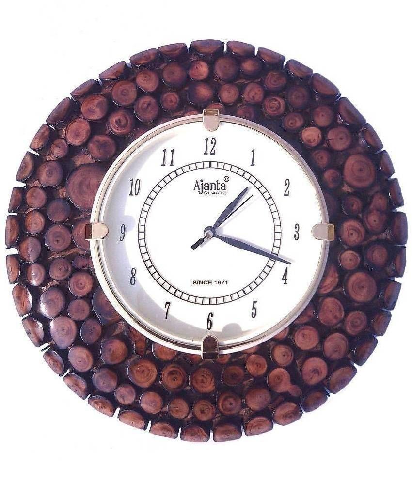 Desi Karigar Brown Wooden Handicraft Wall Clock Buy Desi Karigar Brown