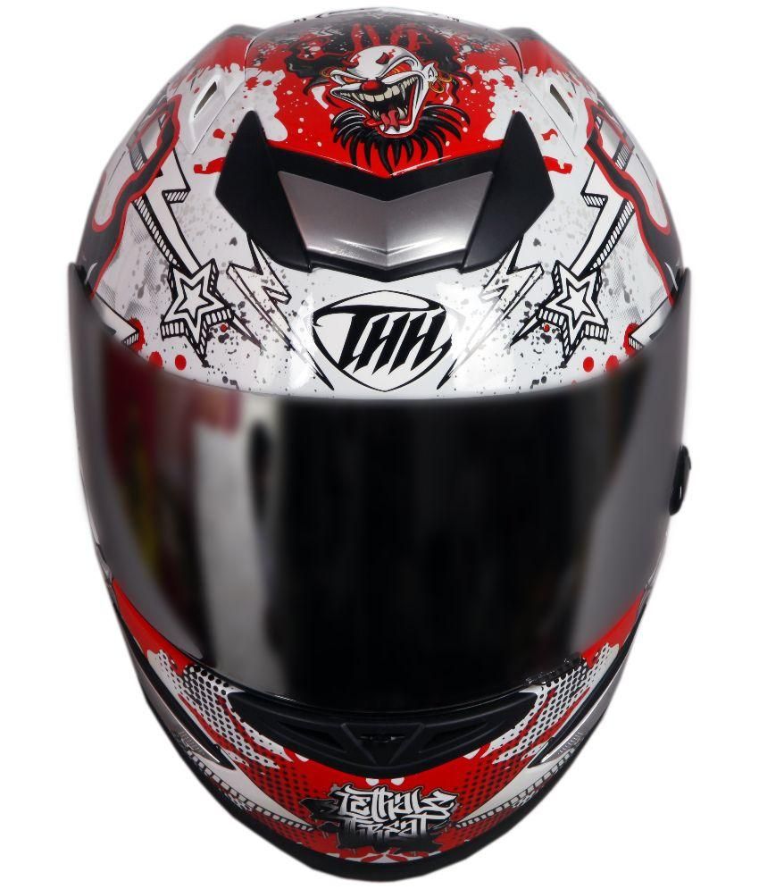 WHITE RED CLOWN Full Face Helmets White 