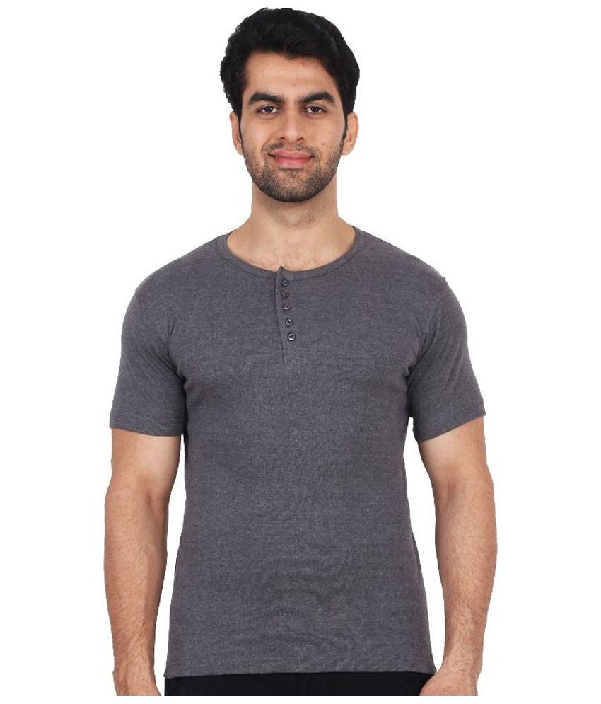 Fashcom Grey Henley T Shirt - Buy Fashcom Grey Henley T Shirt Online at ...