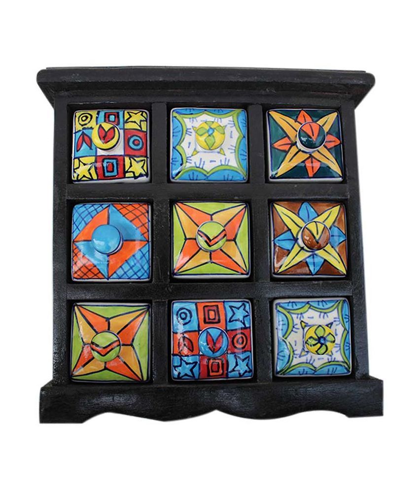Indianshelf Handmade Container Spice Rack 9 Drawer Buy Online