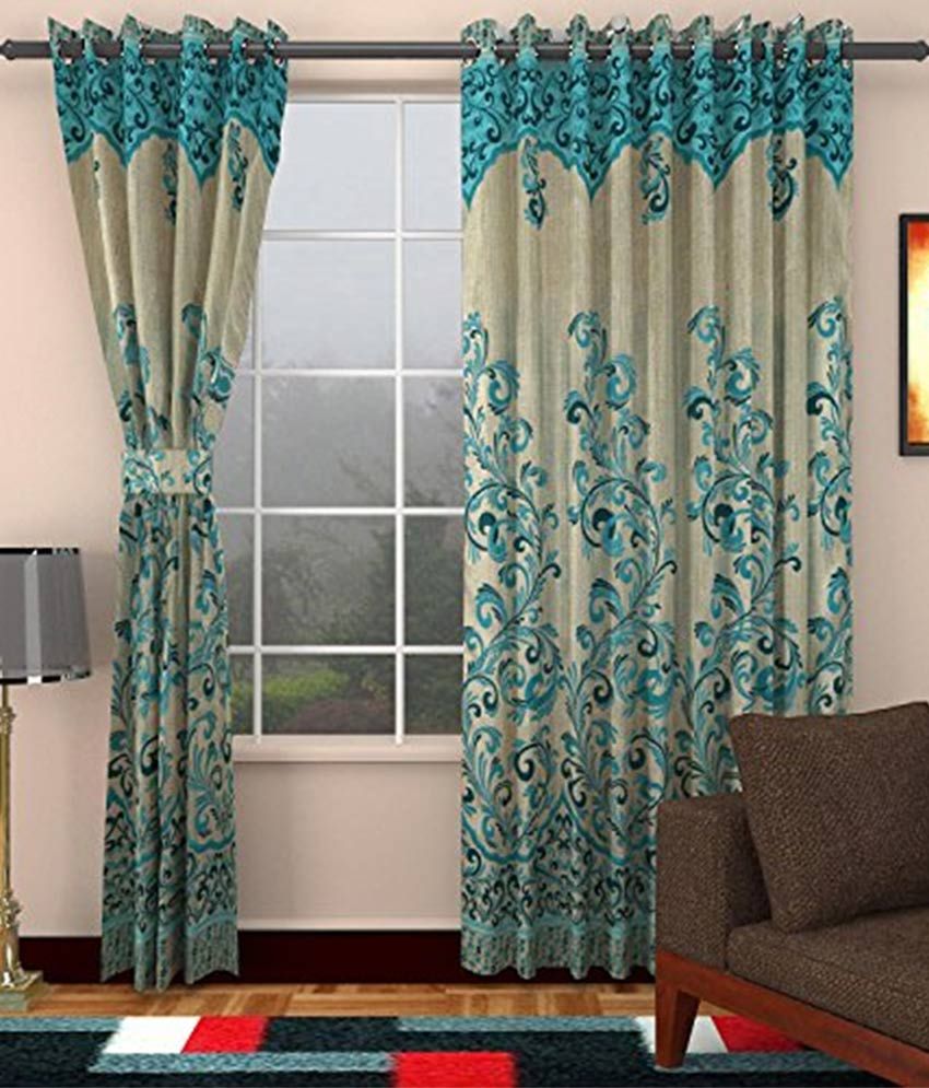 Dbr Multicolor Polyester Window Curtain Set Of 2 Floral Multi