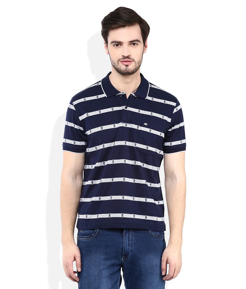 navy blue striped polo