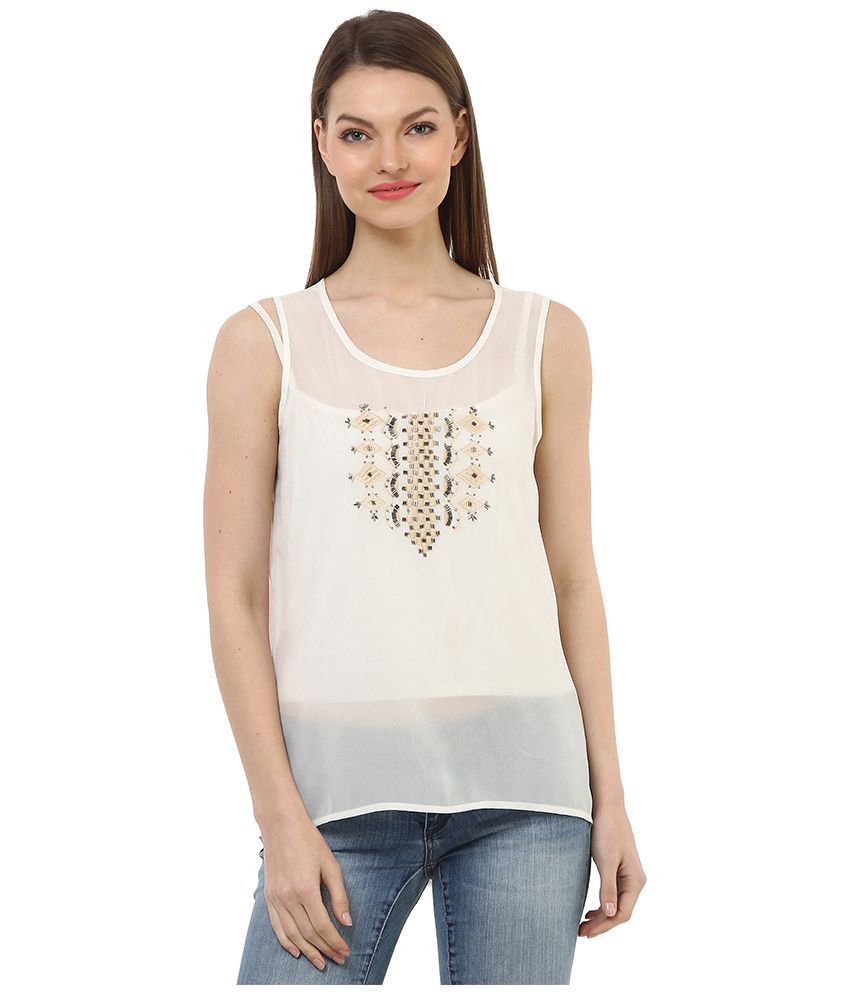     			Oxolloxo - White Polyester Women's Tank Top ( Pack of 1 )