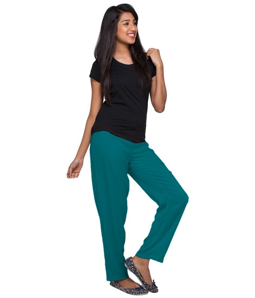 Go Colors Turquoise Viscose Trousers Buy Go Colors Turquoise Viscose