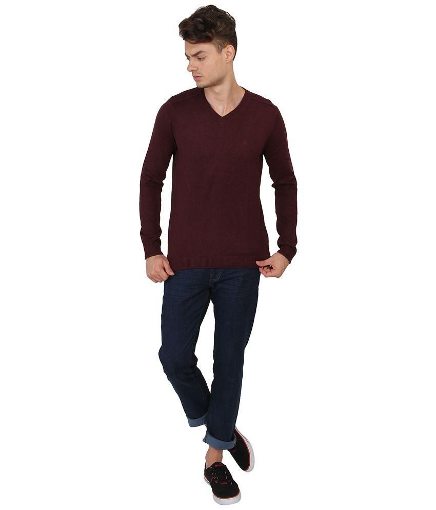 Calvin Klein Maroon V-Neck Sweater - Buy Calvin Klein Maroon V-Neck ...