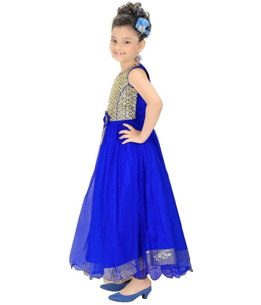blue colour net gown