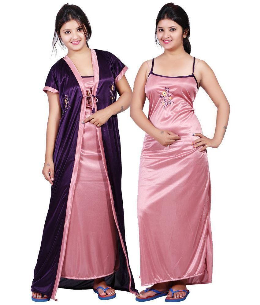 Buy Mahaarani Purple Satin Nighty & Night Gowns Online at Best Prices