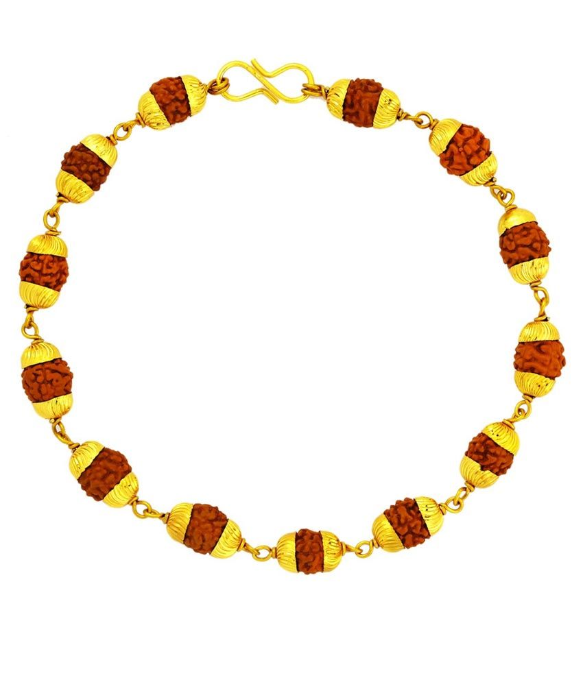     			Haridwar Astro Brown Wooden Gold Plated Rudraksh Bracelet.