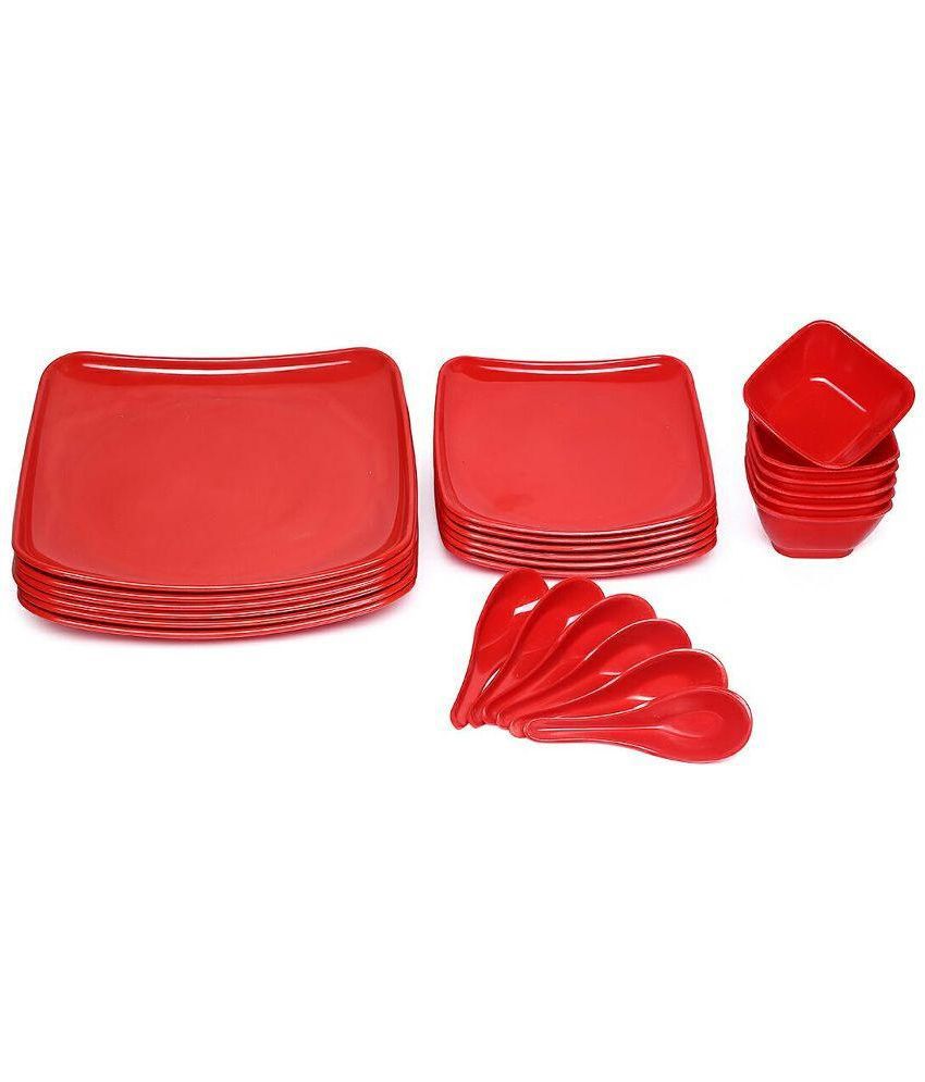 Digiware Red Melamine Dinner Set Set Of 24 Pieces Buy Online At Best Price In India Snapdeal